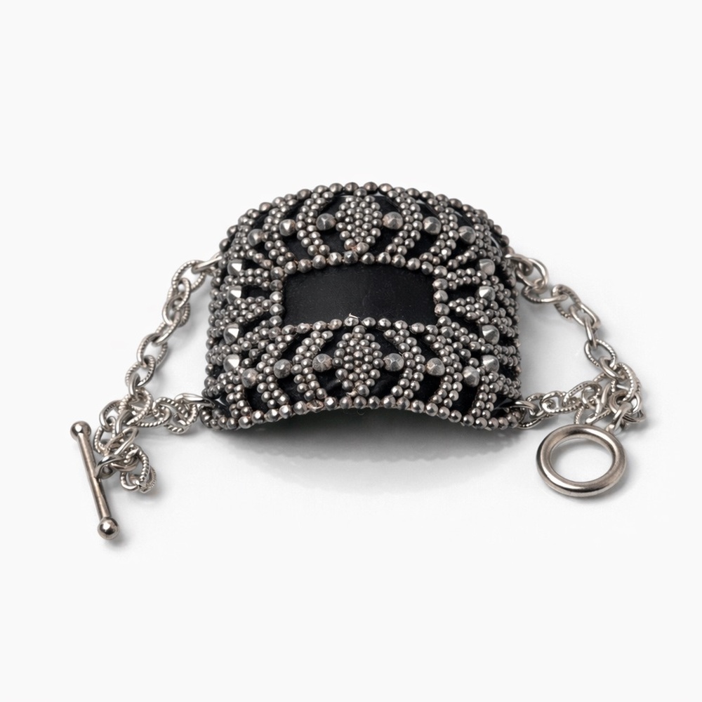 Antique Victorian Cut Steel Shoe Buckle Bracelet Silver
